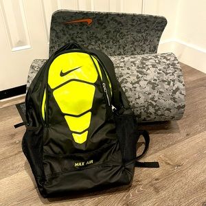 Nike backpack and yoga mat combo